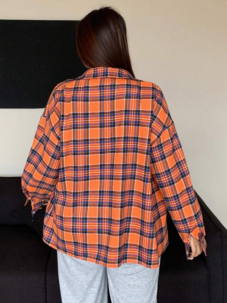 Dazy Plus Plaid Loose Casual Lapel Cover Up Yellow Long Sleeve Shirt, Spring/Summer/Autumn,Flannels Women