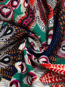 SHEIN Clasi Plus Size Women's Boho Style V-Neck Floral Print Dress - Green - View 4