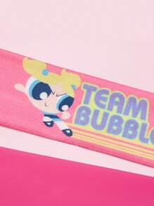 THE POWERPUFF GIRLS X SHEIN Pink Fashionable Bubble & Letter Printed Headband Sweatband - Multicolor - View 4