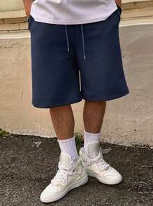 DAZY Men's Summer Casual All-Match Solid Color Shorts Men Joggers - Navy Blue - View 7