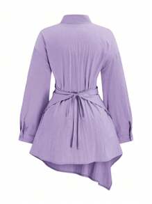 DreamSkyne Camisa larga con cruzado de talle grande para mujer - Púrpura malva - View 2