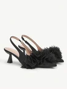 CUCCOO CHICEST Silver Pointed Toe Women's High Heels With Unique Strap Design, Elegant & Commuting-Suitable - Black - View 1