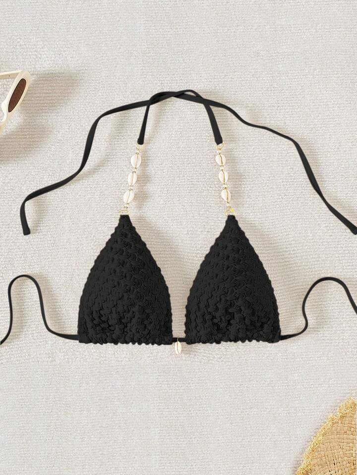 SHEIN Swim Textured Solid Color Bikini Swimsuit For Beach Vacation