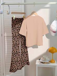 SHEIN 2pcs/Set Tween Girls Casual Short Sleeve Top And Pants Set, Suitable For Summer