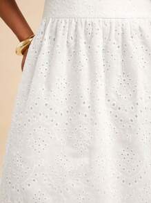 Travachic 女士休闲白色纯色日常两件套，夏季女装，复活节女装，海滩女装，度假女装，演唱会女装，婚礼宾客女装，可调节松紧带适合不同身材，白色刺绣纹理海岛度假装，适合假日、约会、下午茶、西式、邮轮、海滩、海岛、公路旅行、四季皆宜、音乐节、波西米亚风度假、凉爽秋季，优雅女式上衣 - 白色 - 查看 3