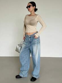 DAZY New Autumn Off Shoulder Fitted Women T-Shirt