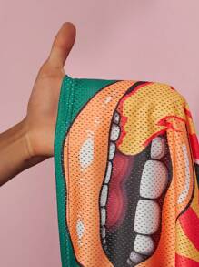 Slaydiva 2025 New Spring/Summer Casual Streetwear Sports Competition Outfit - Green Stripe Print Letter Slogan Logo Top Tee & Grey Long Skirt, 2 Pieces Plus Size Set - Multicolor - View 13