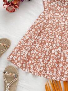 Soleia Women's Ditsy Floral Criss-Cross Backless Spaghetti Strap Mini Dress, Versatile For Summer Casual, Date, Afternoon Tea - Multicolor - View 3