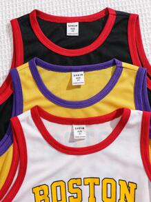 6 Pieces Set Young Boys Boys Casual Sport Sport With Sport Elements Letter Pattern Round Neck Shirt And Shorts Kids Outfits Young Boy Clothes Back To School Boys Set Suitable For Birthday Parties, Parties, Performances, Weddings, Baptisms, Back-To-School Ceremonies Suitable For Daily Use Suitable For School Suitable For Travel Suitable For Sports Suitable For Spring, Summer