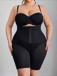 SHEIN CURVE+ Leggings mit extra hoher Taille und Bauchkontrolle für Damen in Große Größen, mit verstellbaren Haken-und-Ösen-Verschlüssen, stretchende Po-hebende und schlankende Leggings, Kurven-Plus, Boho Urlaub - Schwarz - Übersicht 7