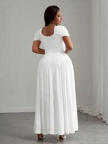 Slaydiva Vestito lungo bianco elegante e aderente, adatto per la primavera/estate, in taglie comode