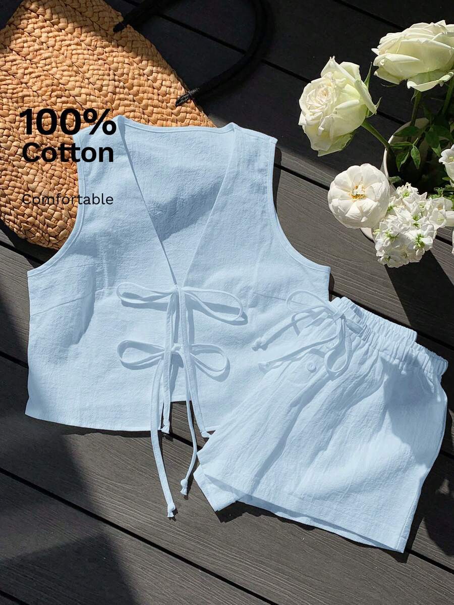 Comfortcana 女士日常两件套服装 - 淺藍色 - 查看 1