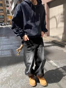 DAZY Men's Black Washed Casual Loose Fit Jeans With Side Pockets, Spring - Black - View 4