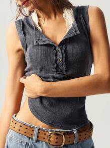 Bohemela Summer BOHO Casual Solid Color Fitted Knitted Cardigan Vest For Women