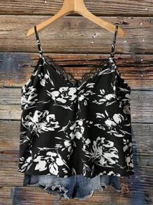 SHEIN VCAY Camiseta sin mangas con estampado floral de talla grande para el verano