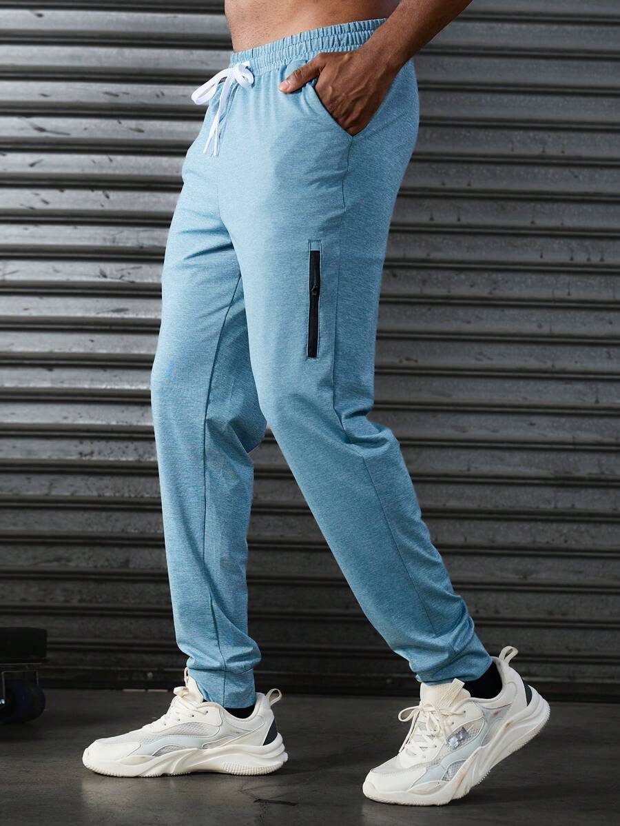 Manfinity Sport Corelite Men's Blue Pocket Drawstring Waist Jogger Pants Workout Clothes Running Pants Sweat Pants - Blue - View 1