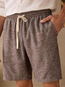 Manfinity ModaGents Pantalones cortos rectos de cintura media con cordón y tejido jacquard casual para hombre