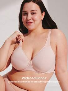 LUVLETTE Plus Dream Curve Air Full Coverage Airy Breathable Sheer Mesh Spacer Cup Bra Pink Minimizer Bra