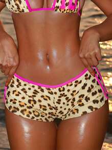 Swim SXY 2025 New Arrival Women's Swimsuit Bottom With Leopard Print And Pink Trimming, Sexy Design - Multicolor - View 3