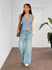 SHEIN EZwear 女士春季新款浅米色梭织薄款西装外套秋冬女士办公室服装 - 藍色 - 查看 5