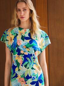 Maija Women Mid-Length Short Sleeve Dress, Fashionable For Summer ,Vacation Outfits