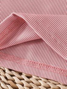 SHEIN Vintaside Kids 3 件套女婴夏季简约百搭甜美可爱柔软弹力休闲套装，包括纯色和条纹背心/马甲，适合居家、度假、日常穿着 - 彩色 - 查看 5
