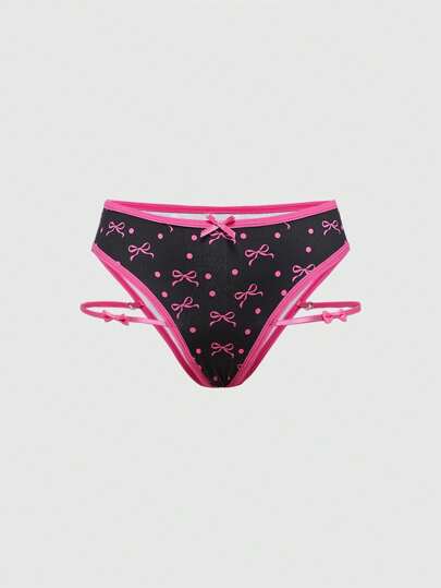 Kawaii Sweet & Innocent Full Butterfly Print Connected Leg Ring Thong Panties
