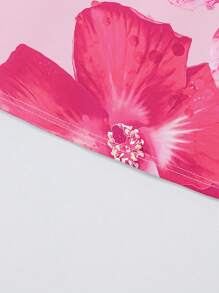 INAWLY Women's Casual Vacation Pink Hibiscus Floral Print Bandeau Tube Top