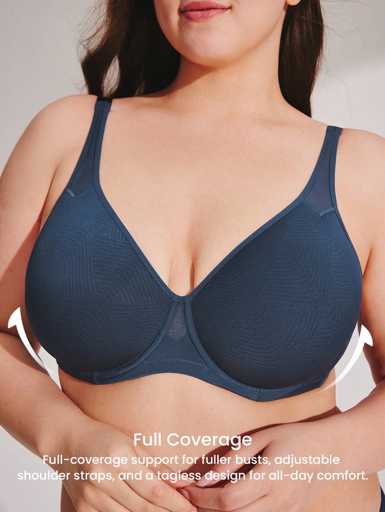 Plus Full Coverage Airy Breathable Sheer Mesh Spacer Cup Bra