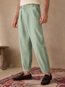 Manfinity NXTstreet Men's Casual Mid-Rise Drawstring Waist Woven Pants, Suitable For Everyday Wear - Green - View 1