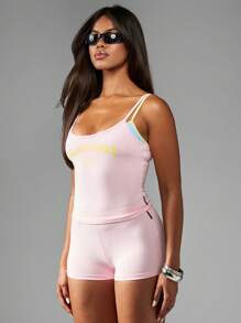 Missguided x Playboy Ultra High Rise Booty Workout Shorts Athletic Dance Practice Stretchy Compression Performance Gym Training Summer Activewear Comfortable Yoga Dance Studio - Dusty Pink - View 8