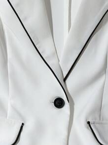 SHEIN Clasi Women's Contrast Trim Vest And Shorts Suit Set - White - View 5