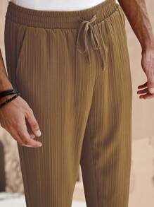 Manfinity RSRT Pantalones informales de hombre de unicolor con cordón en la cintura y pierna entallada, para el verano