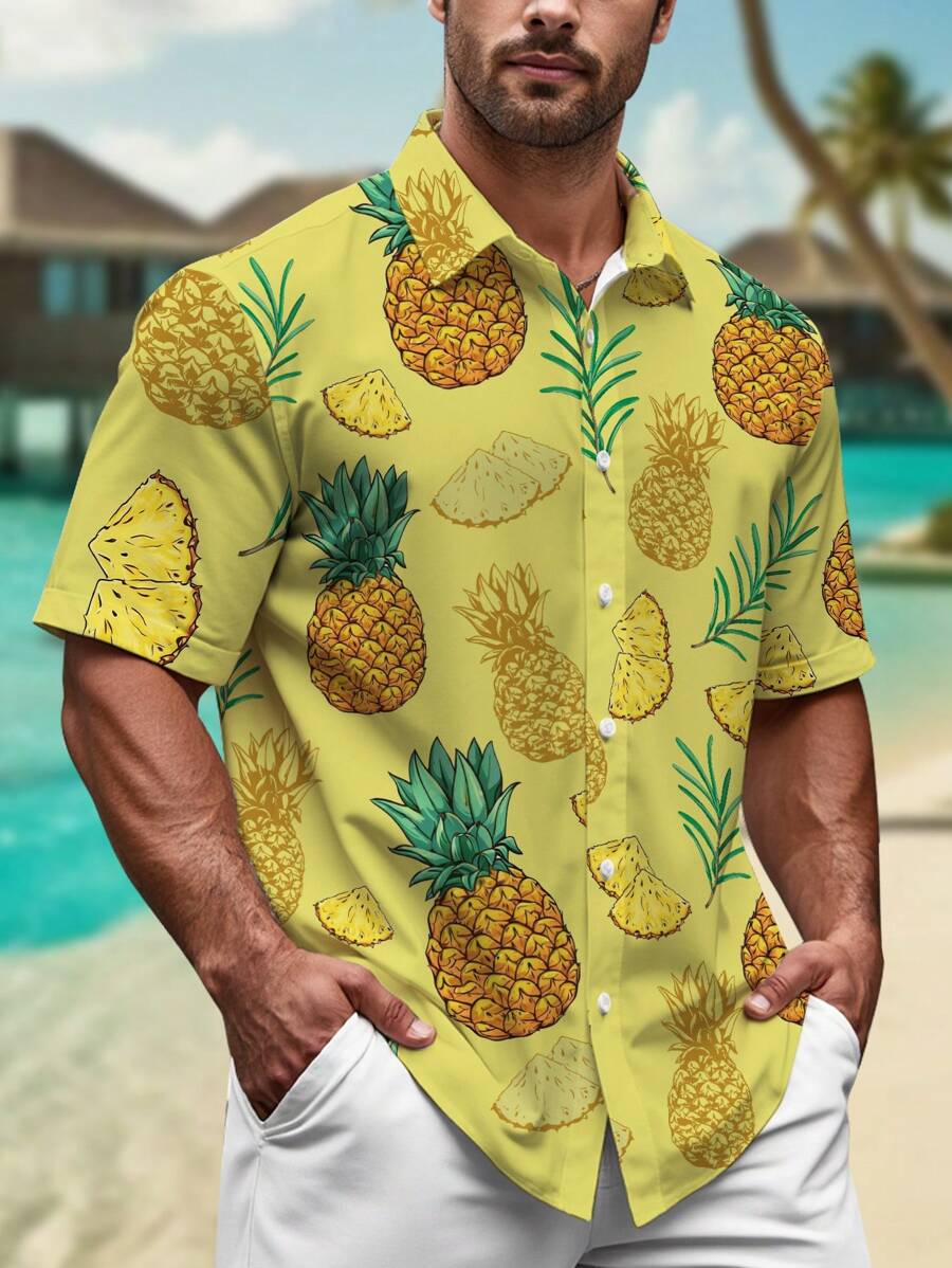 Manfinity RSRT Men's Holiday Pineapple Print Shirt - Multicolor - View 1