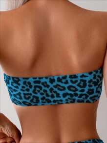 SHEIN Swim 2pcs Women Summer Fashionable Sexy Leopard Print Bandeau Bikini Set - Multicolor - View 4