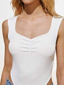 Lumivelle Elegant & Sexy Women's Simple Bodysuit, Fashionable For Daily Wear, Casual Slim Fit Draped Bodysuit