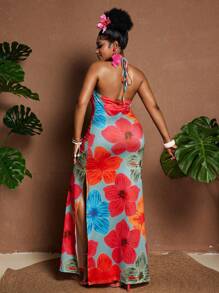 Maweii Plus Size Patterned Summer Dress, Fashionable - Multicolor - View 5