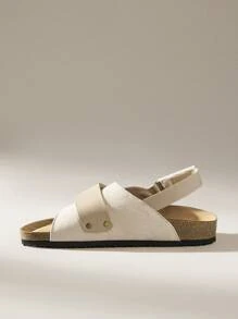 Solecia Sandalias planas negras para mujer, chanclas de moda para playa y uso casual