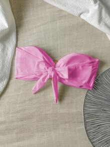 Swim Mod Springbreak Women Summer Solid Strapless Metal Decor Sexy Bikini Top - Pink - View 2