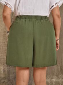 EMERY ROSE 大码假日休闲印花拼布短裤，乡村休闲度假，简约时尚，适合日常穿着，夏季度假办公室穿着，度假，节日波西米亚风，假日