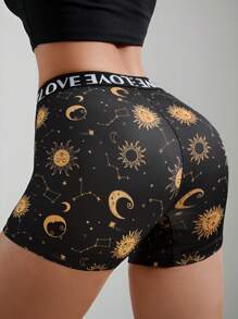 AltCore 1 szt. Damskie majtki z wysokim stanem z nadrukiem Układu Słonecznego, Gwiazdy i Księżyc - Wielokolorowe - Zobacz 4