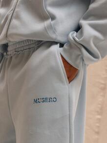 Musero Graphic Print Longline Jogger Shorts Only Spring Summer Streetstyle Holiday Vacation - Baby Blue - View 5