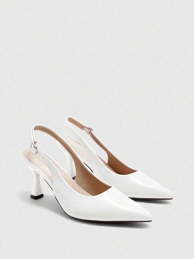 CUCCOO BIZCHIC Tacones de aguja de taco alto con puntera puntiaguda y hebilla cuadrada negros, elegantes para uso profesional, citas formales y el trabajo