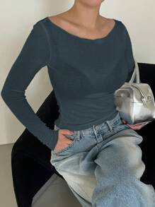 DAZY New Arrival Off-Shoulder Form-Fitting Women's T-Shirt, Autumn Sheer,Off Shoulder Top
