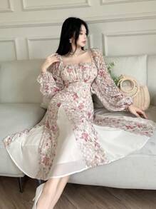 Feyla Women Summer Mid-Long Sleeve Crew Neck Dress, Fashionable For Summer