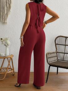 SHEIN Maternity Two Pieces Suits - Burgundy - View 2