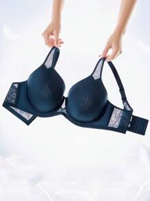 LUVLETTE Plus Dream Curve Air 全罩杯海军蓝透气轻薄网眼间隔罩杯基础款透气舒适显瘦文胸 - 藍色 - 查看 14