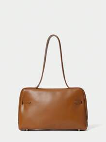 SHECARRY Bolso de hombro minimalista de unicolor para mujer, organizador casual diario - Marrón - Ver 6