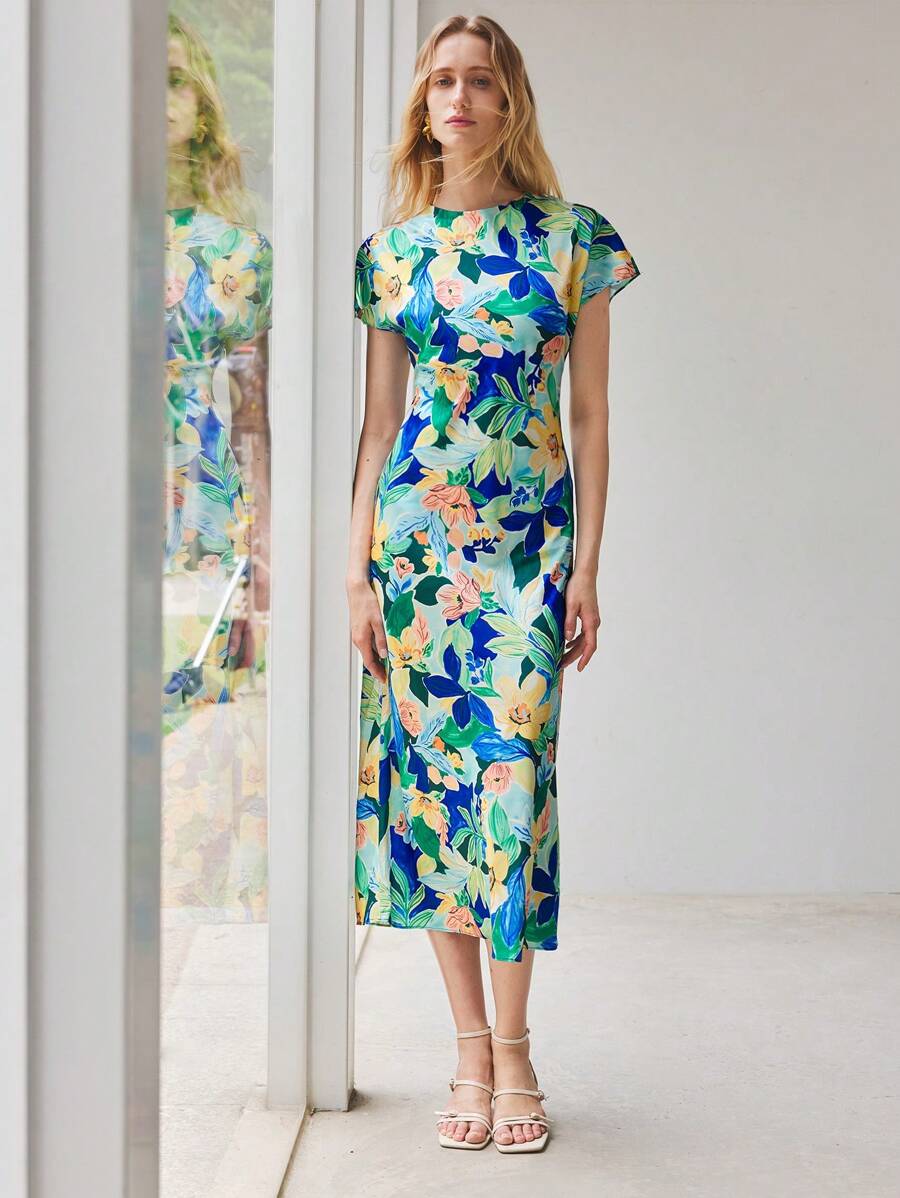 Maija Women Mid-Length Short Sleeve Dress, Fashionable For Summer ,Vacation Outfits