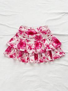 Soleia Váy mini xếp tầng in hoa lãng mạn cho nữ đi nghỉ mát có họa tiết hoa màu xanh nước biển - Nhiều màu - Xem 2